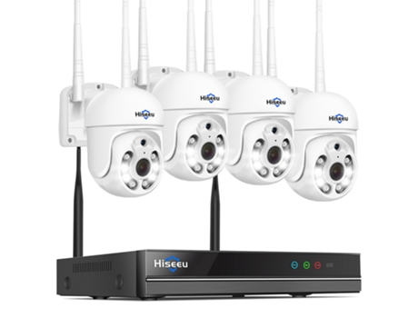 Sistema de Câmara de Segurança HISEEU 10Ch Nvr 5Mp Hd Vídeo 2.4Ghz Wifi Detecção de Movimento Color Night Vision Pan 355°E Tilt 90°