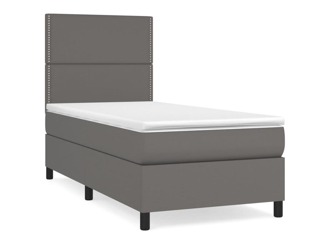 Cama com Molas Couro Artificial Cinzento MAISON EXCLUSIVE 100x200 cm