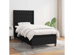 Vidaxl Cama com Molas/colchão 100x200 Cm Tecido Preto