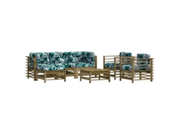 Maison Exclusive - 7 Pcs Conjunto Lounge De Jardim C/ Almofadões Pinho Impregnado