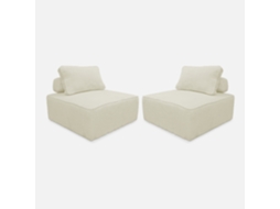 Sofá Modular Em Veludo Canelado, 2 Lugares, Creme