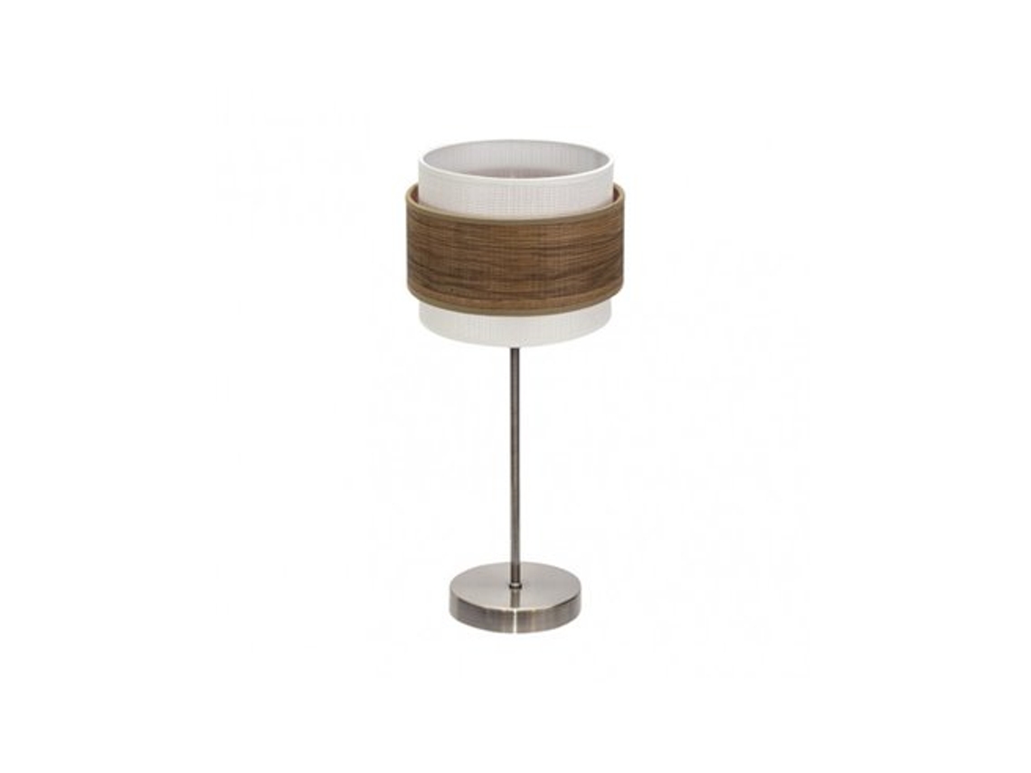 Myriam Candeeiro De Mesa 1x14 Couro/madeira Escura47x18x18 Cm Fabrilamp