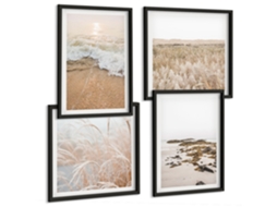 Composição De Quadros Paisagens Litorâneas Citações De Vida Espelharte (4 Peças)