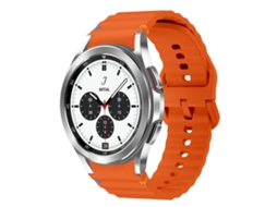 Bracelete Para Samsung Galaxy Watch 4 Classic (42mm/46mm) - Silicone Costurado Com Padrão De Onda - Laranja