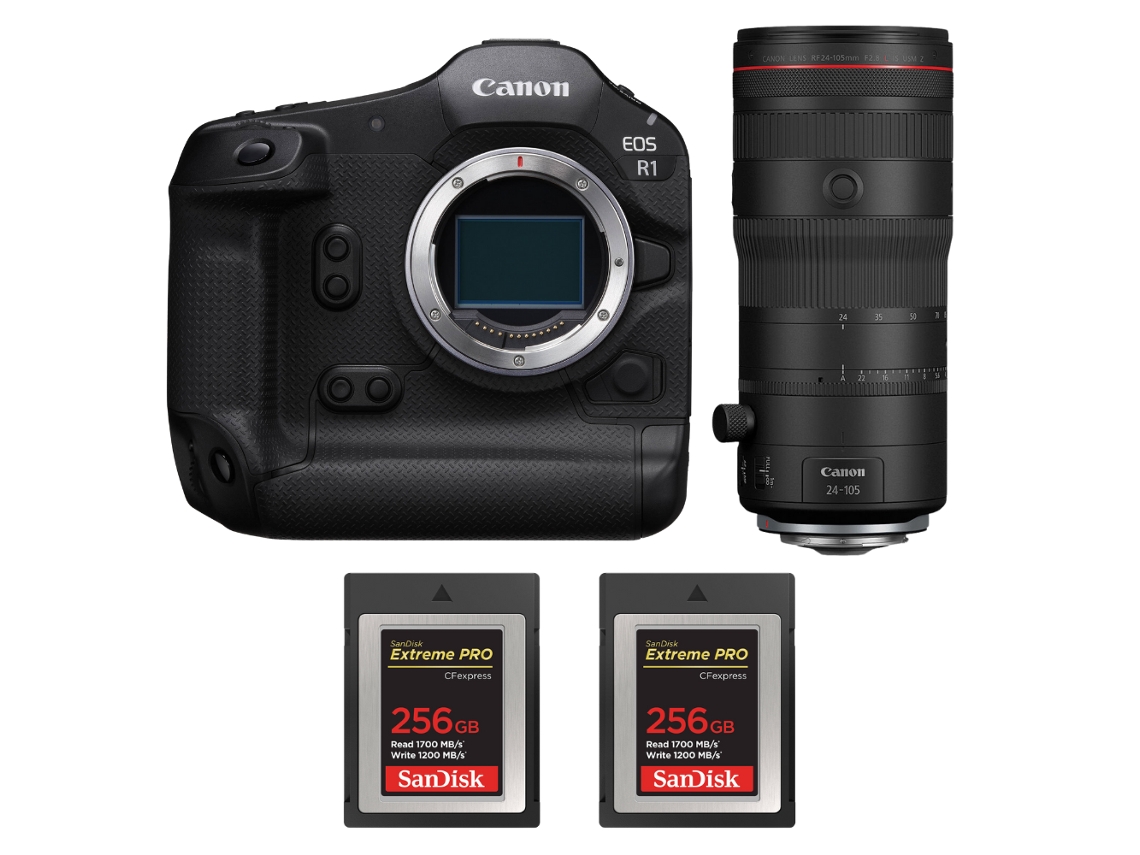 Eos R1 + Rf 24 105mm F/2.8 L Is Usm Z + 2 Sandisk 256gb Extreme Pro Cfexpress Type B + Ebook “20 Dicas para Fotos Que Impressionam” CANON