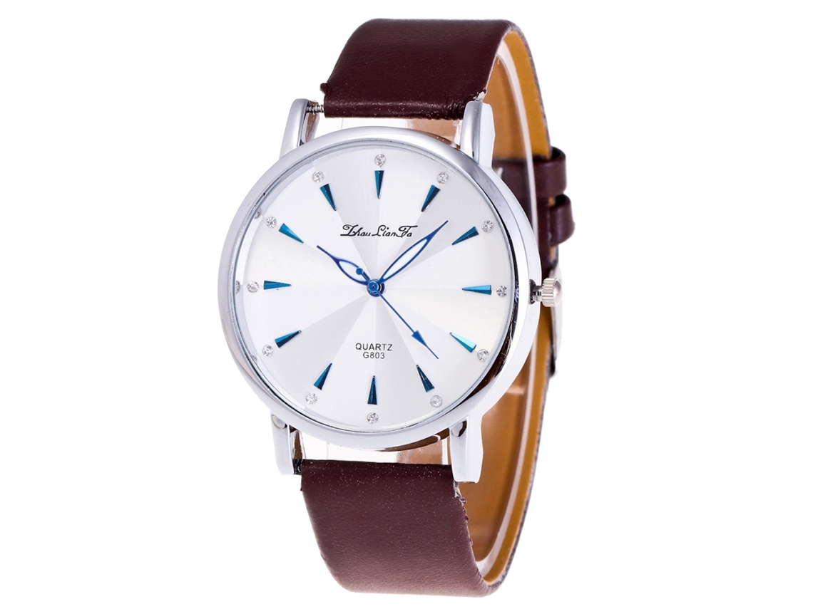 Reloj De Pulsera Unisex Analógico De Cuero Pu Con Movimiento De Quartzo Zhoulianfa (café)