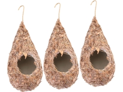 Ninhos de Pássaros Trançados À Mão Oferecem Amplo Espaço. Kit de 3 Peças Feito de Palha e Plástico para Decoração. CHABERLU