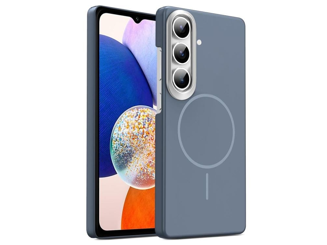 Capa Para Samsung Galaxy A14 5g Fina Circular Magsafe À Prova De Choque Dourada Em Policarbonato Cinza Carbono