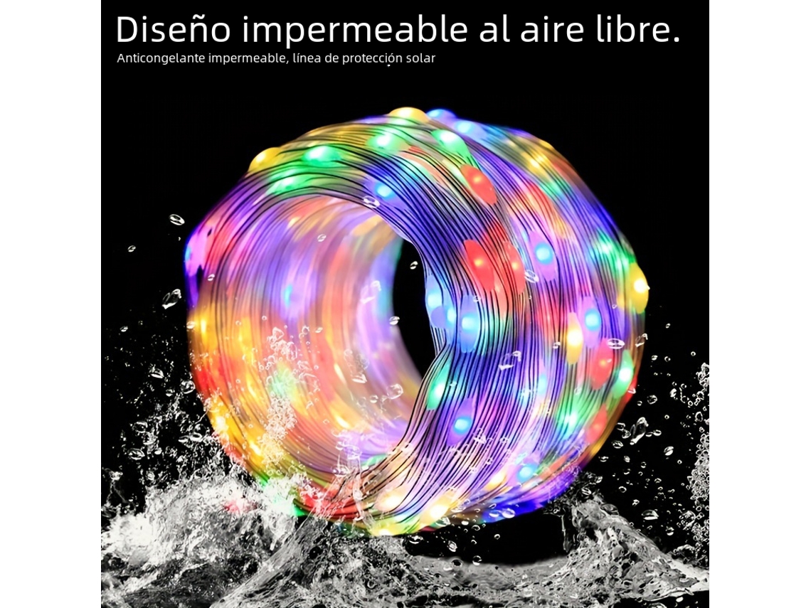 (22m) Cordão De Luzes De Natal Led Rgbic Inteligente À Prova D'água Com Bluetooth E Energia Solar
