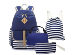 Mochilas 1 Azul Royal 4 Peças/conjunto Mochila De Lona Para Estudantes Lancheira Para Viagens Ao Ar Livre Zf0631
