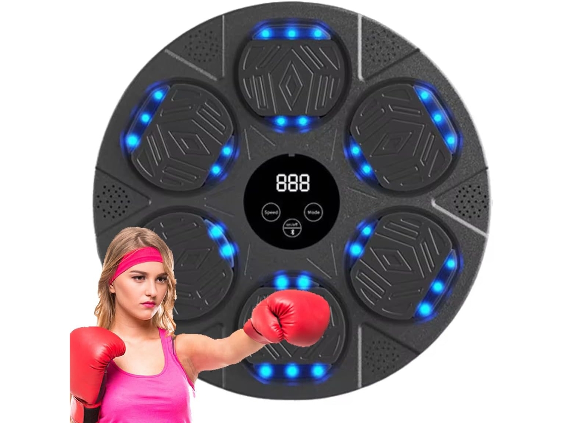 Máquina De Boxe Inteligente Com Música, Treinador Eletrônico De Boxe Com Luvas, Máquina De Treinamento Musical Preta Aquaforge