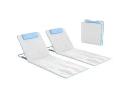 Conjunto de 2 Espreguiçadeiras Dobráveis com Encosto Ajustável e Bolsa, 48x134x36 45 Cm, Bege ESSÊNCIACASA