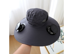 Chapéu com Ventilador Solar , Recarregável, para Pesca e Atividades Ao Ar Livre. MDUG (redondo Cinza Escuro)
