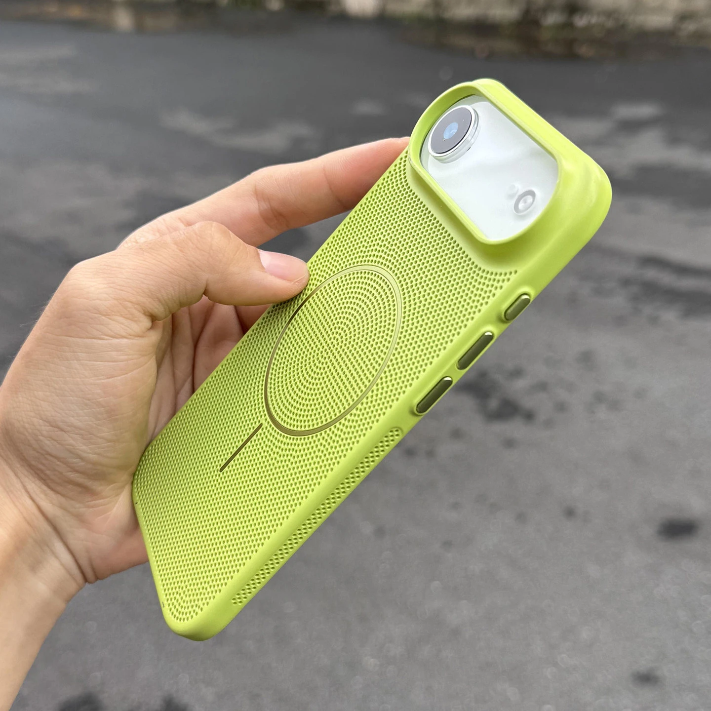 (verde Iphone 14 Plus) Capa Protetora Magnética Com Orifícios De Ventilação, Rígida E Ultrafina.