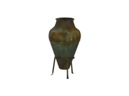 Ânfora de Metal com Base Verde Musgo Envelhecida, 49x49x91cm ALEXANDRA HOUSE LIVING