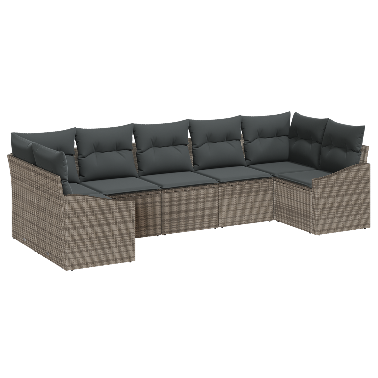Conjunto 7 Conjunto De Sofá De Jardim Vidaxl Cinzento Vime Pe (165 X 62 X 69 Cm)