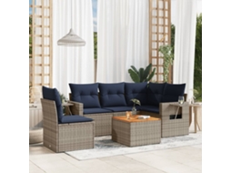 Vidaxl Conjunto De Sofá De Jardim Com 6 Peças E Almofadas Em Rattan Sintético Cinza