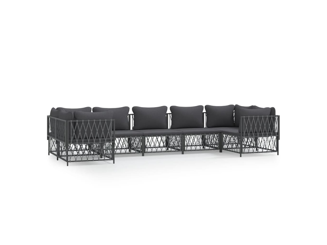 Maison Exclusive - 7 Pcs Conjunto Lounge De Jardim Com Almofadões Aço Antracite
