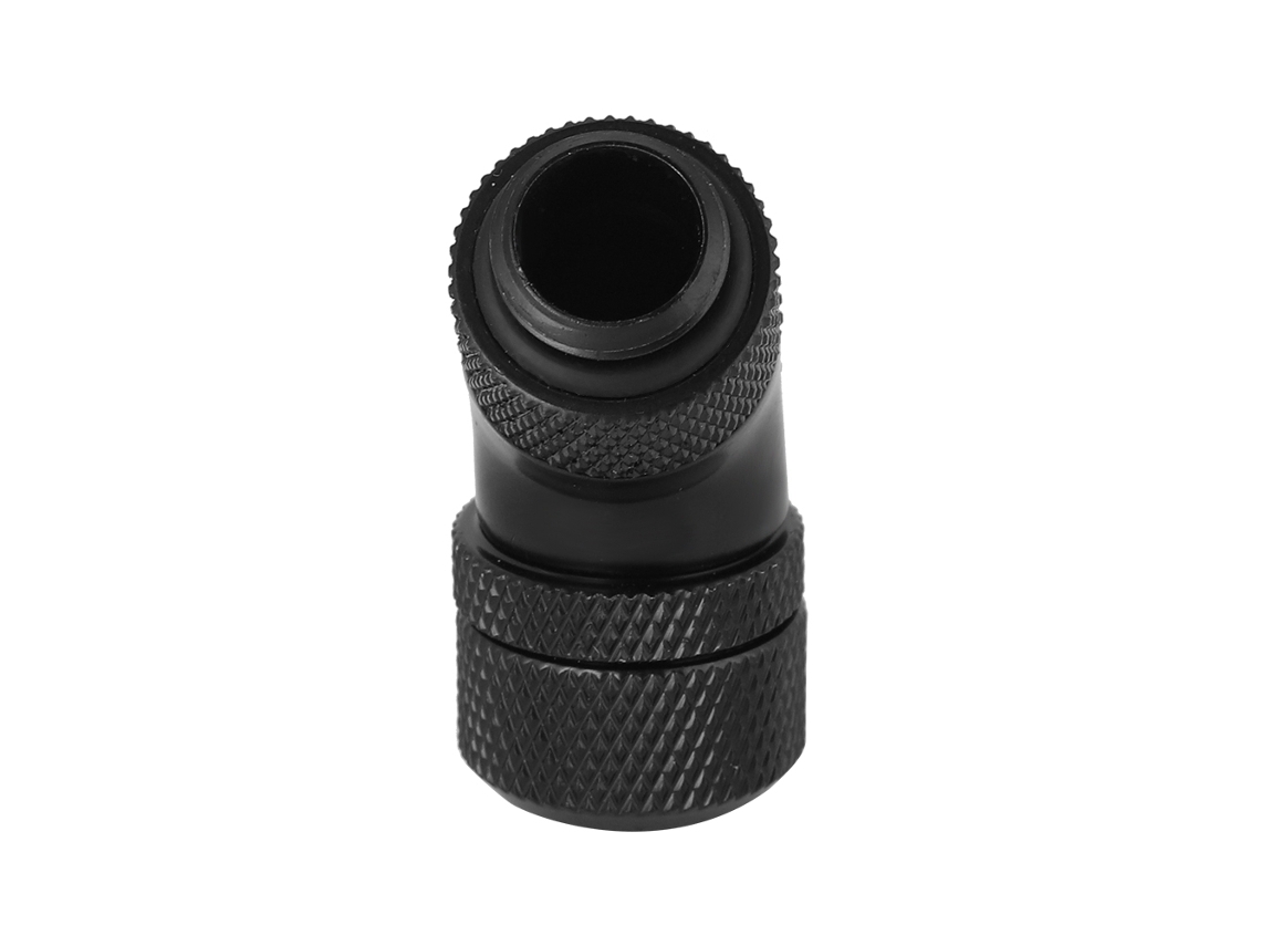 Adaptador De Resfriamento Por Água Com Rosca G1/4 E Cotovelo Rotativo De 45° Para Tubo Rígido De 9.5x12.7 Preto