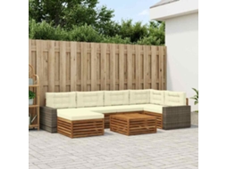 Vidaxl Conjunto De Sofás Para Exterior 7 Unid. Natural E Creme