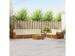 Vidaxl Conjunto De Sofás Para Exterior 7 Unid. Natural E Creme