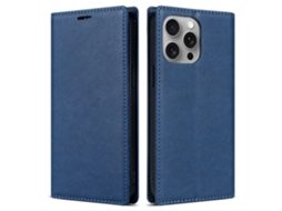 Capa Para Iphone 14 Pro Max Pele Sintética Magnética Azul