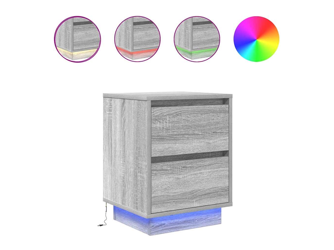 Bedside Cabinet, Bedside Cabinets Vidaxl Cinzeto Madeira Processada (n/a)
