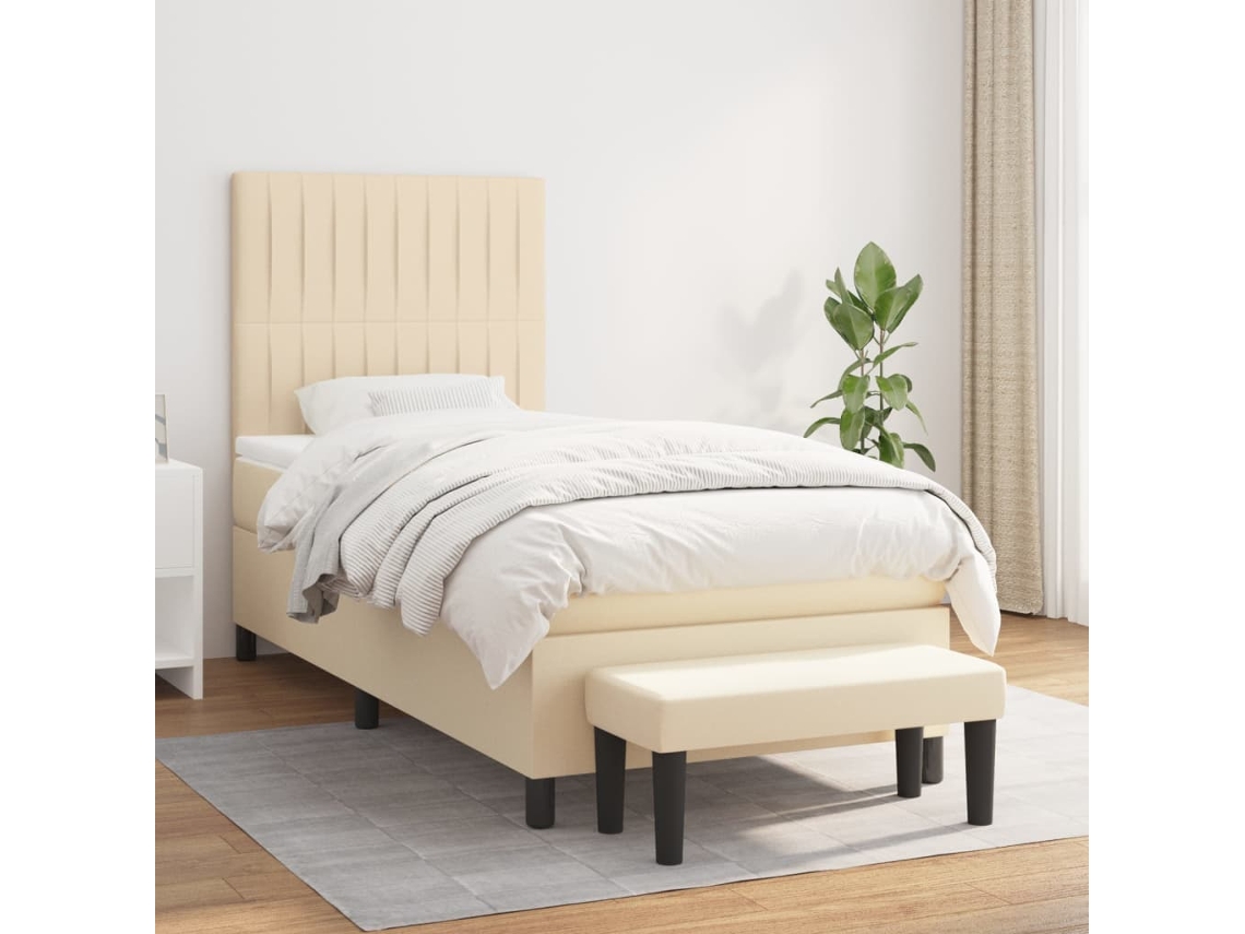 Vidaxl Cama Com Molas/colchão 80x200 Cm Tecido Cor Crème