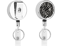 Porta Crachá Retrátil Com Estampa De Zebra Em Preto E Branco, Moderno E Durável, Em Metal, Com Cordão De Nylon De 68cm