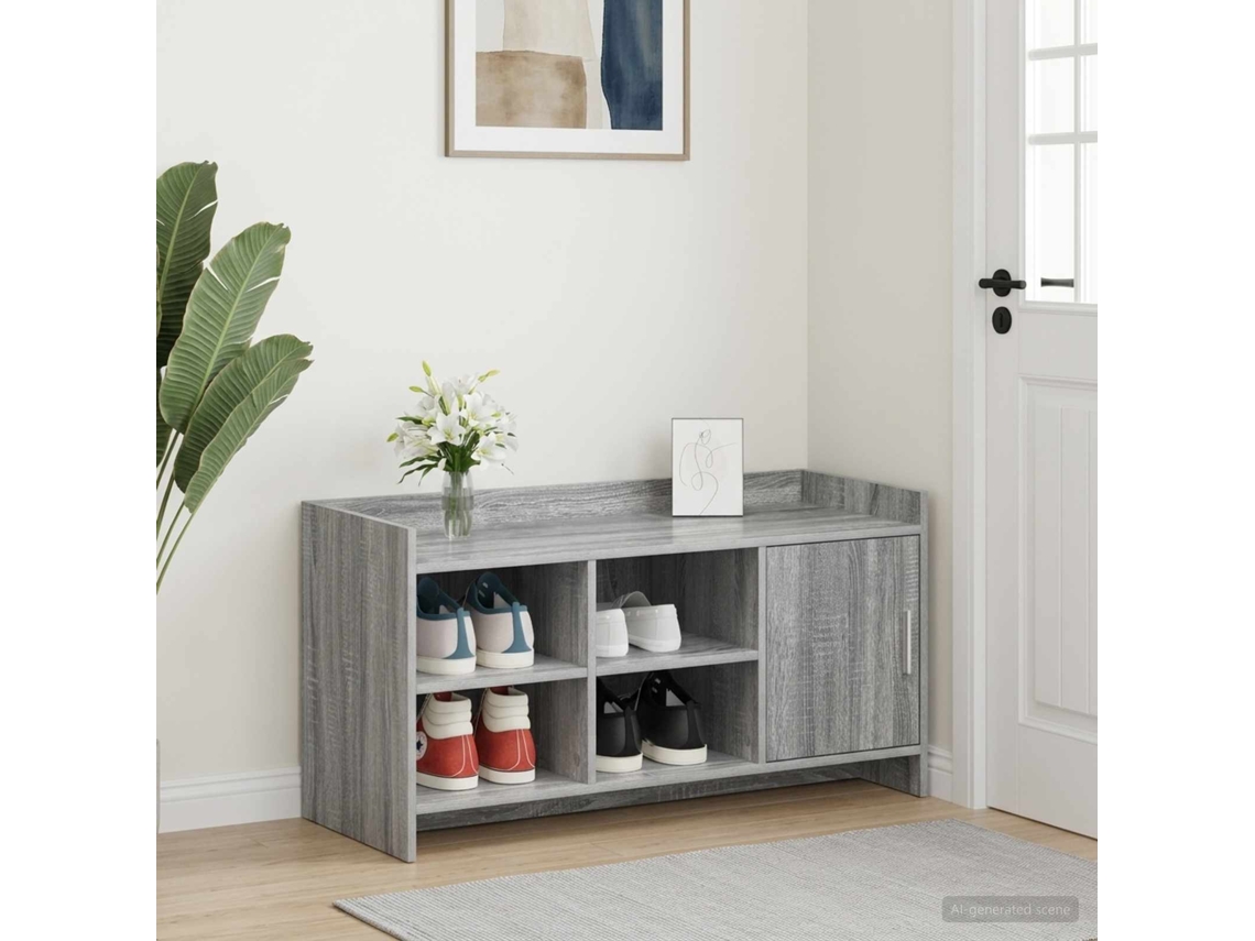 Vidaxl Armário De Sapatos Com Porta Sonoma Cinzento 100 X 39,5 X 51 Cm