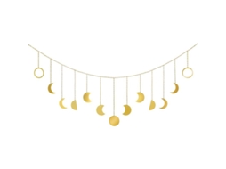 Decoração de Parede de Fases da Lua com Corrente Dourada para Lar Boho