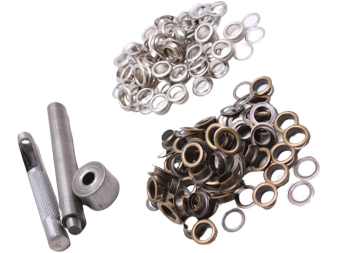 Kit Com 100 Ilhós De Latão Ferramentas, Conjunto Fechos Botão Ilhós,