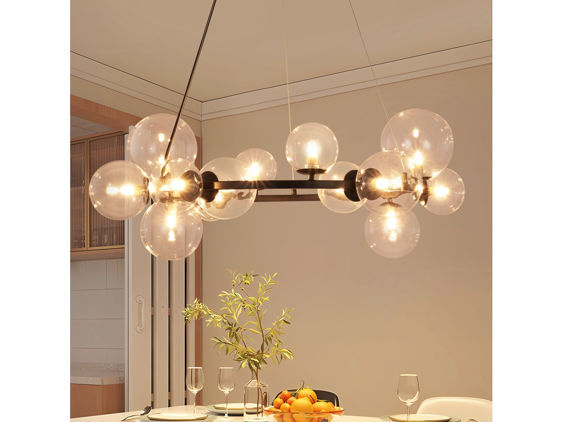 Nettlife Candeeiro Suspenso, Suspensão Mesa De Jantar Candeeiro Suspenso Sala De Estar, G9 14 Chamas Escada Transparente Moderna, 25 W
