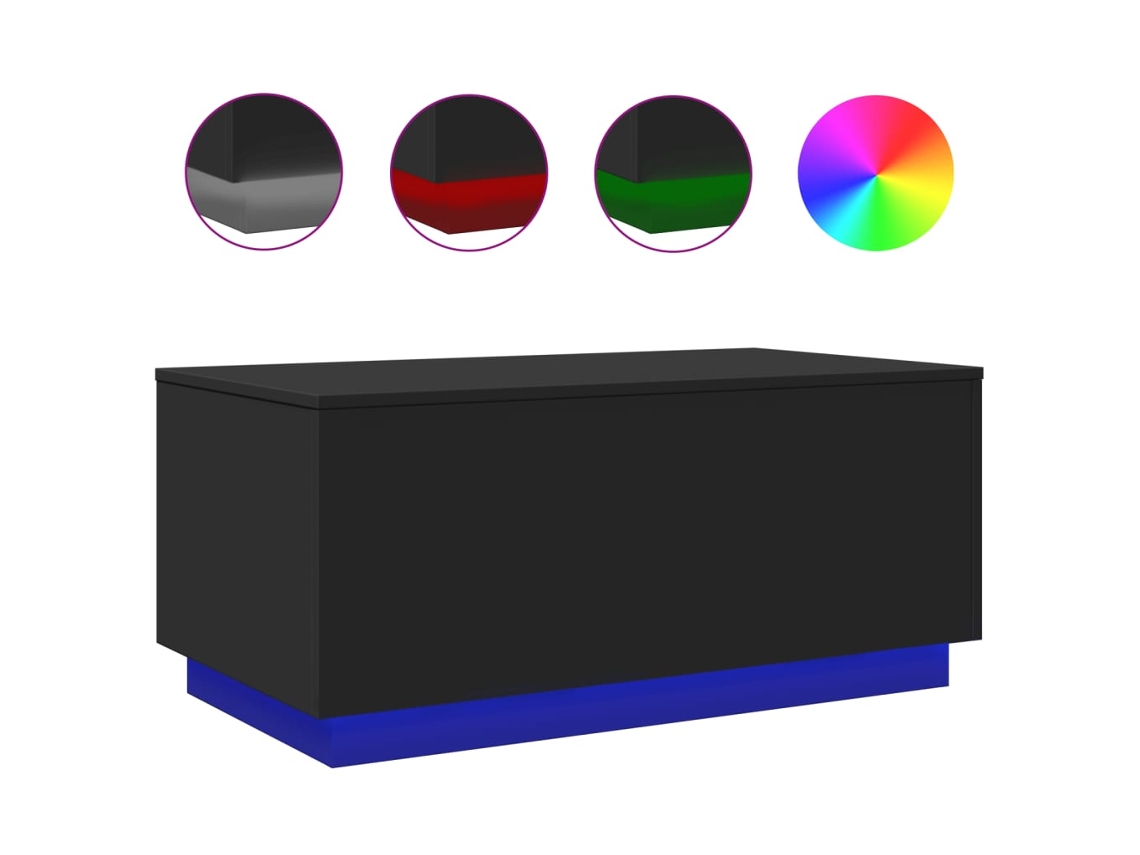 Mesa de Centro com Luzes Led 90x50x40 Cm Preto MAISON EXCLUSIVE