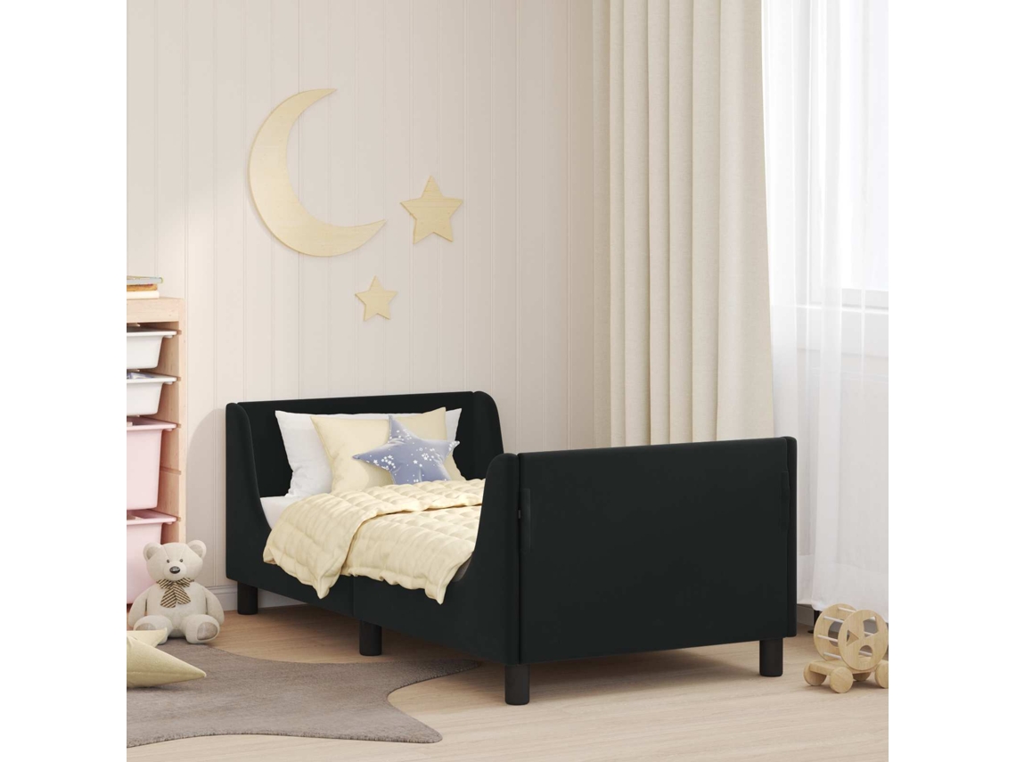 Vidaxl Estrutura De Cama Infantil Com Cabeceira Preto 80 X 160 Cm