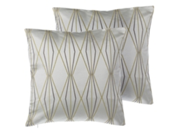 Conjunto de 2 Almofadas Decorativas BELIANI Fennel de Poliéster Branco 45x45x12