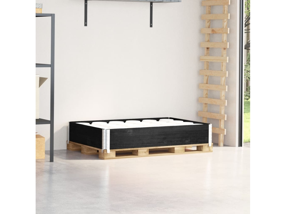 Vidaxl Colar Para Paletes 120x80 Cm Madeira De Pinho Maciça Preto