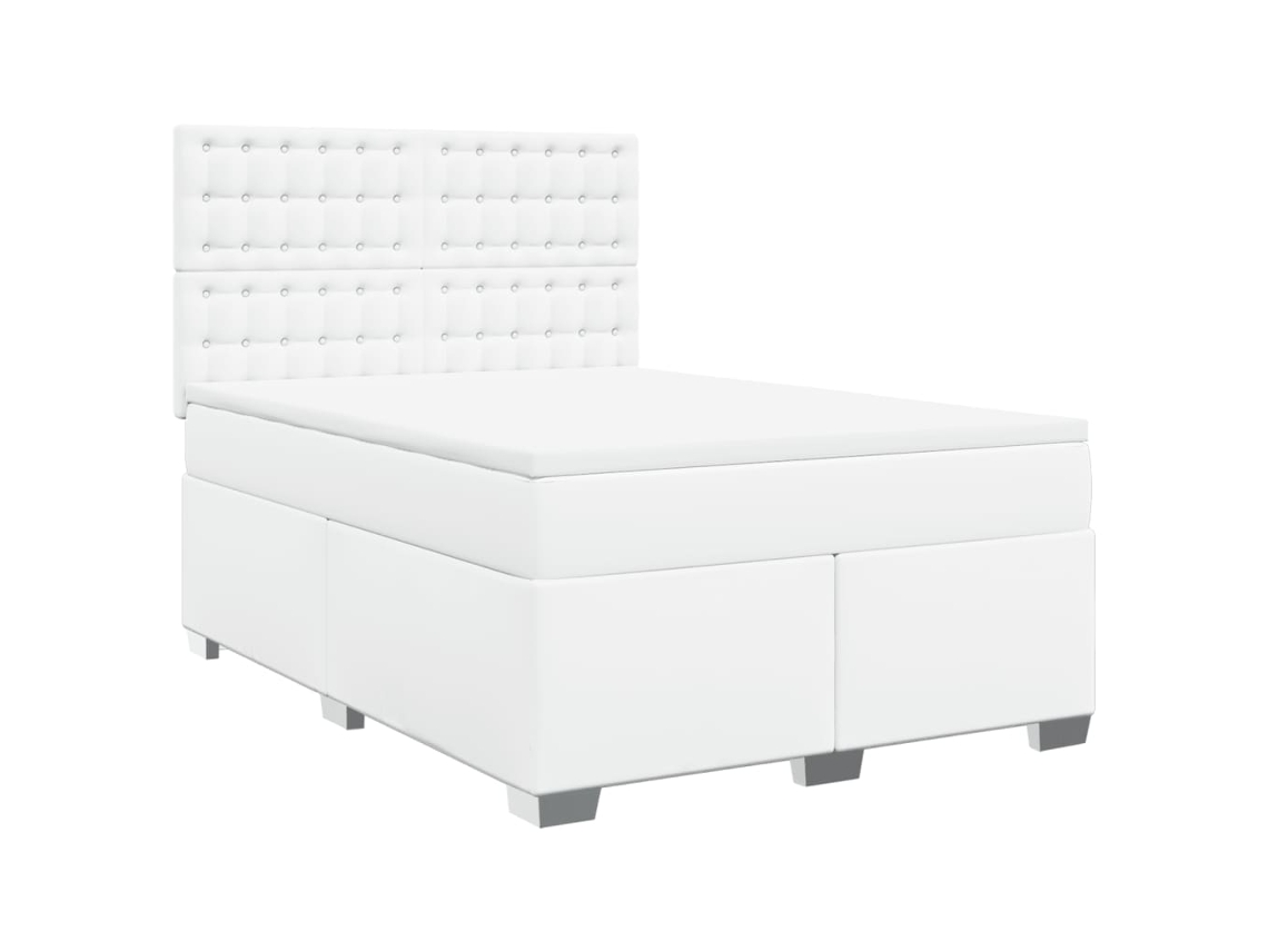 Cama com Molas Couro Artificial Branco MAISON EXCLUSIVE 140x200 cm