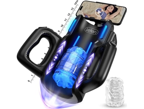 Masturbador Masculino Mãos Livres Com Empurrão De 12x/s, Suporte Para Telemóvel E 2 Mangas De Bolso Para Boquetes, Bomba Peniana Aeuzwr