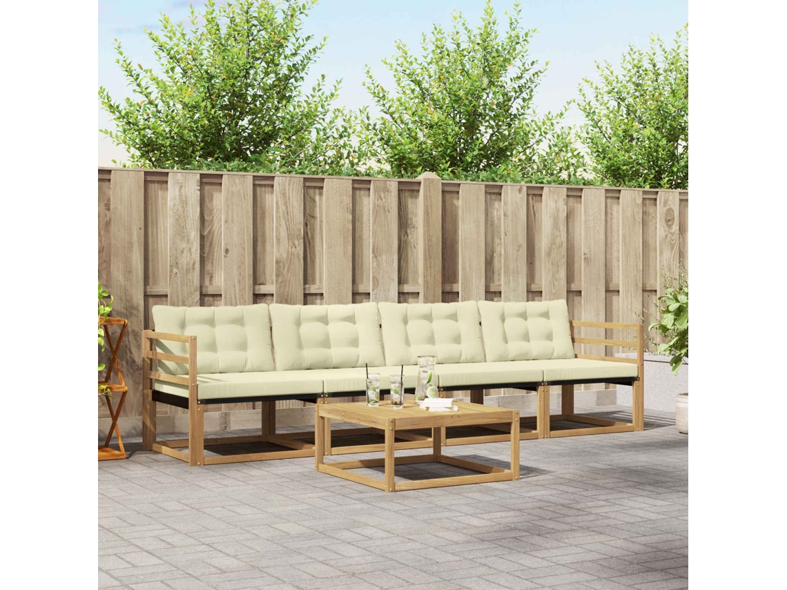 Vidaxl Conjunto De Sofás Para Exterior 5 Pcs Branco E Creme