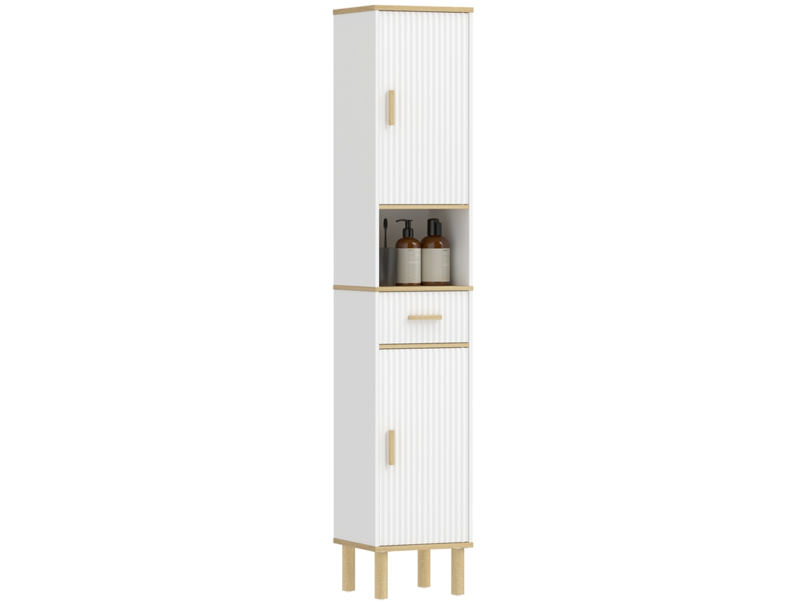 Armário para Banheiro 172cm com Gaveta e Prateleiras Ajustáveis Branco