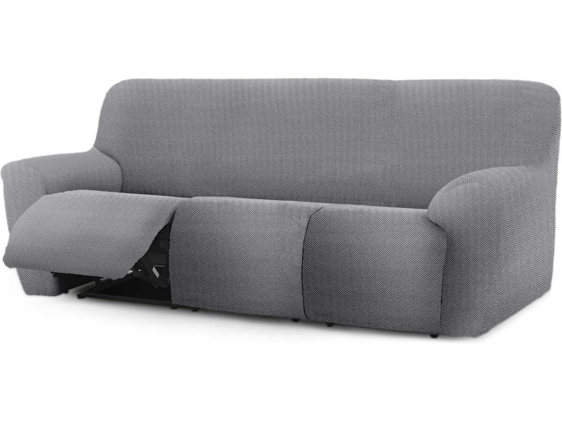 Capa de Sofá Relax Extensível 3 Lugares x 3 EYSA Premium Jaz Tecido Multielástico (200-260 cm - Poliéster e Algodão - Gris)