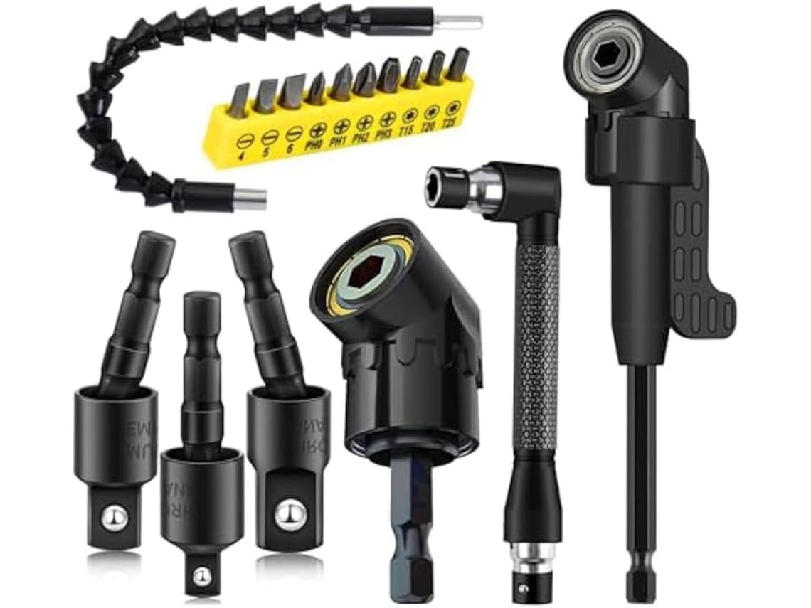17 Extensões Flexíveis Para Brocas, 3 Adaptadores Giratórios,