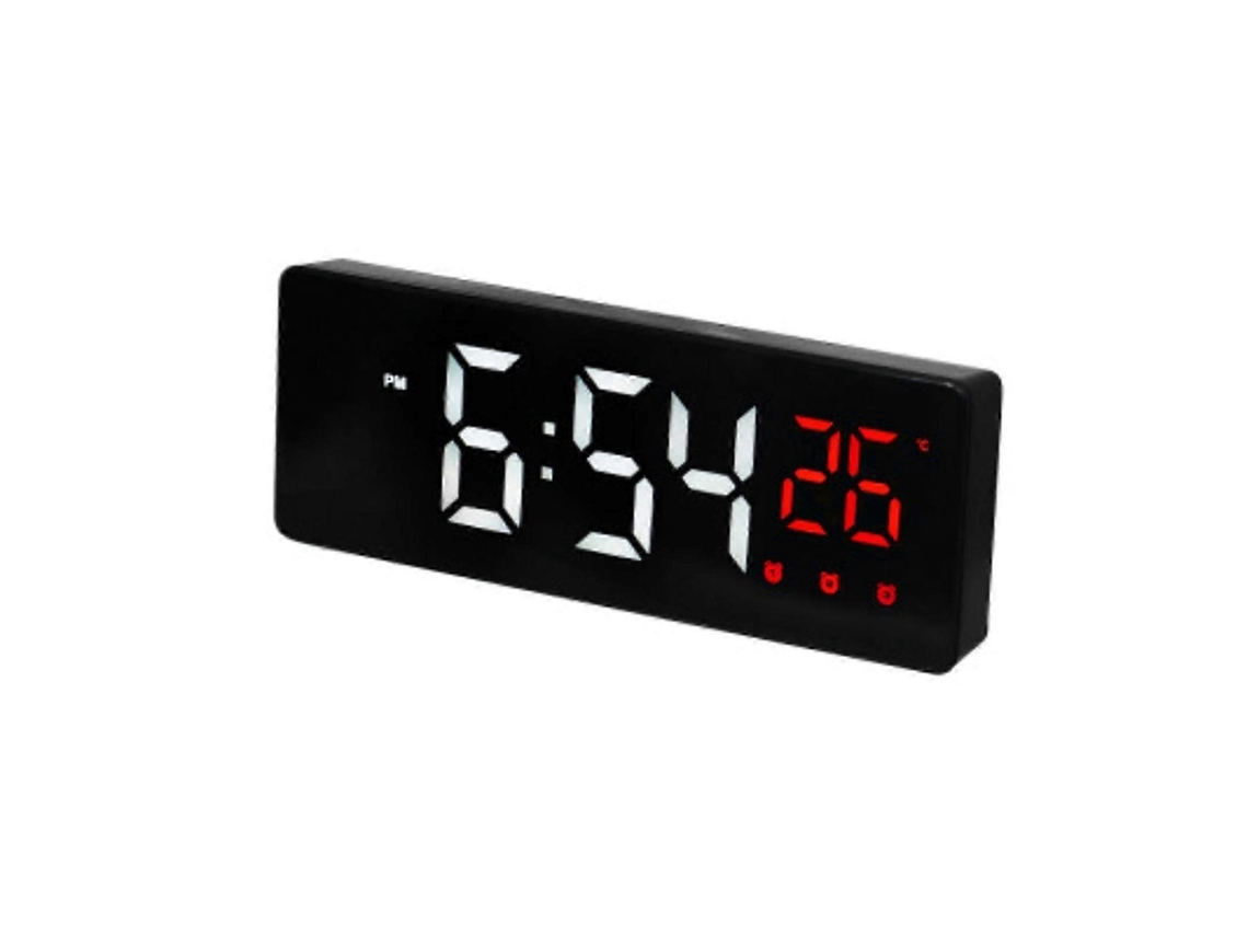 Large Digital Led Clock Temp Humidity Week 12/24h Adjustable Brightness Alarmred