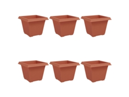 Conjunto 6 Vaso Moderno Vidaxl Vermelho Plástico (43 X 43 X 33,5 Cm)