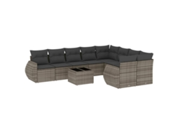 Conjunto de 10 Sofás de Jardim com Almofadões Vime Pe Cinzento MAISON EXCLUSIVE