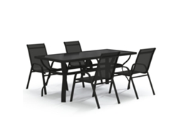Garden Dining Set, Garden Dining Sets Vidaxl Preto Aço (mesa Com 180 Cm De Comprimento)