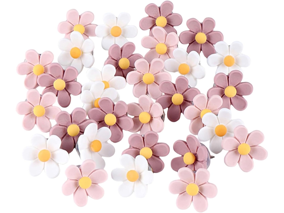 Tachinhas decorativas em formato de flor 3D, 50 unidades, contas de plástico e metal, para murais e decoração.