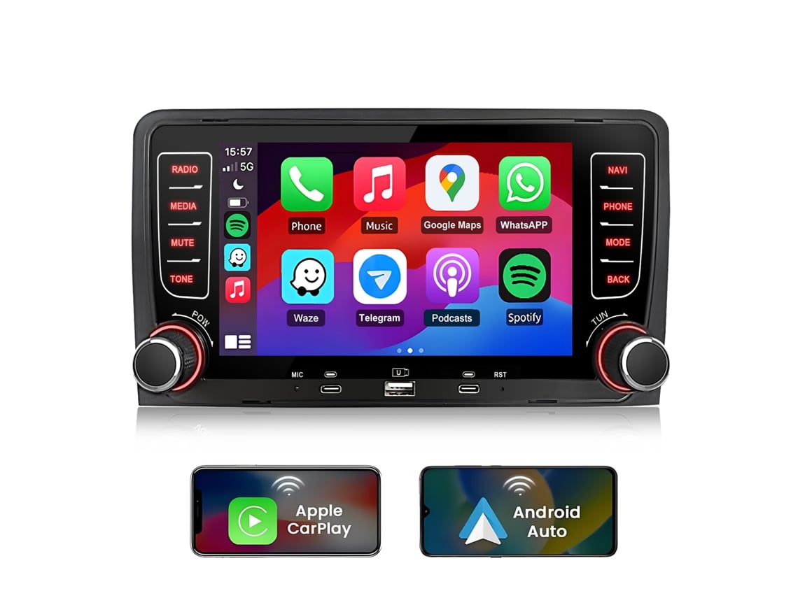 2g+64g Usb-c Wireless Carplay E Android Auto Bluetooth Wifi Android 15 Autorádio Para Audi A3 (2003-2012)