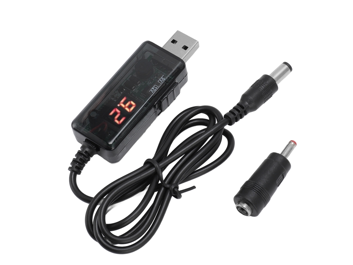 Cabo USB Power Bank Boost com LCD de 9V e 12V para router e modem óptico | S/MARCA